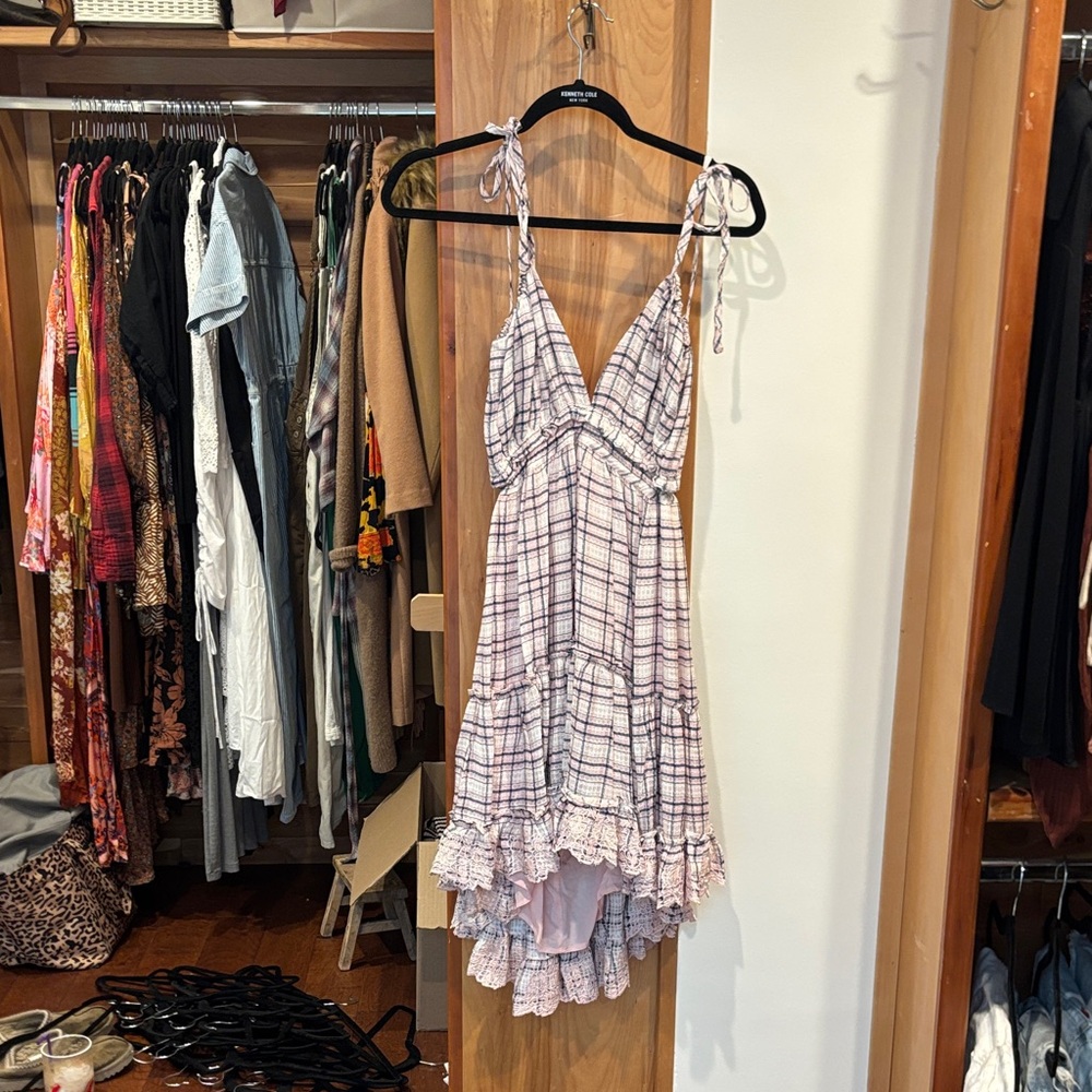Plaid Mini Dress with Ruffle Hem